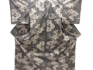 未使用品　仕立て上がり　蘭模様織り出し本場泥大島紬着物(7マルキ)